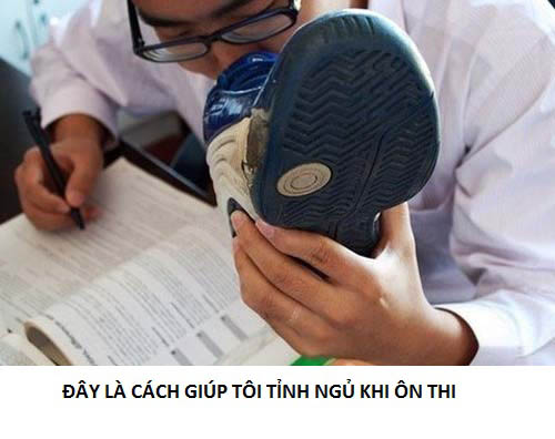 Sáng tạo là đây: ngửi mùi giày để tỉnh ngủ ôn thi.