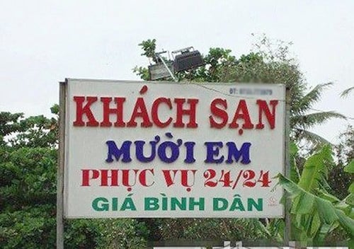 Biển quảng cáo hài hước: Khách sạn mười em, không biết chất lượng thế nào nhỉ?