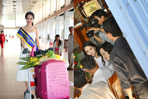 Cô có hẳn đội ngũ chụp ảnh, đội vương miện và đeo sash danh hiệu tại sân bay khi từ Hà Nội trở về Thành phố Hồ Chí Minh sau khi cuộc thi này kết thúc.