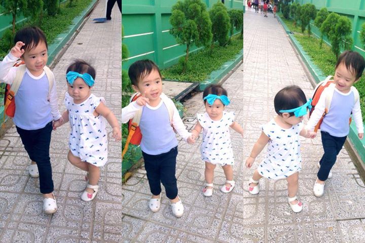 Lý Hải khoe hai bé Rio và Chery đáng yêu khi đi chơi.