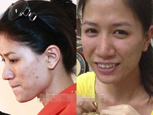 Trang Khàn trước khi trang điểm.