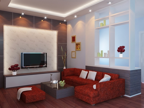 Tivi, Kệ treo tường tối giản.Một phòng khách nhỏ đầy đủ không thể không nói đến chiếc Tivi và một số đồ thiết bị điện tử như là đầu DVD, loa… chúng sẽ làm giảm diện tích căn phòng. Để giải quyết vấn đề đó thì chúng ta cần phải giải quyết diện tích của TV, thiêt bị điện tử bằng cách thiết kế sao cho tiết kiệm không gian nhất.