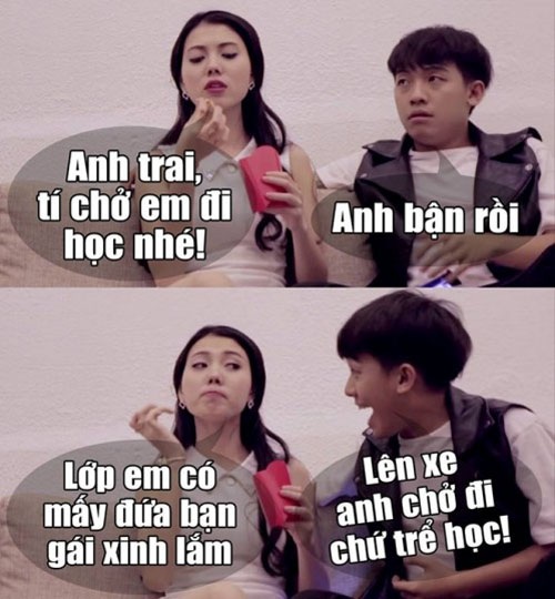 Lý do anh trai đèo em gái đi học.