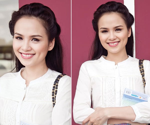 Tóc tết kết hợp gu trang điểm tươi tắn tạo nên vẻ ngoài hoàn hảo nhất cho Diễm Hương.