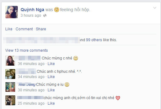 Quỳnh Nga chia sẻ cảm xúc trên trang cá nhân.