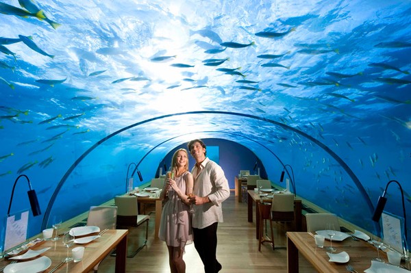 Tại đảo Conrad Maldives Rangali ở Rangalifinolhu, Maldives cũng có nhà hàng dưới nước Ithaa.