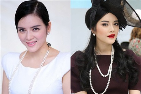 Trang điểm nhẹ nhàng như Lý Nhã Kỳ ở bên trái hay đậm chất quý tộc bên phải đều có được nhiều thiên cảm.