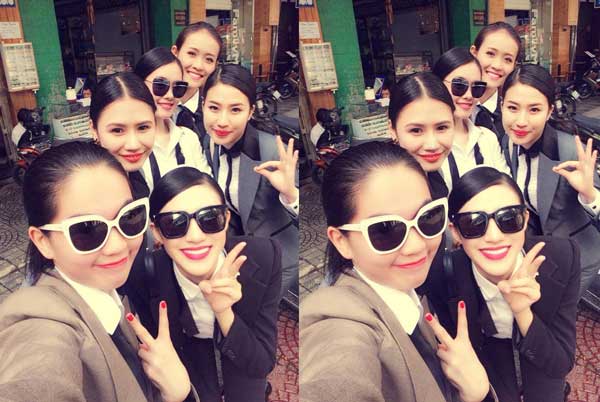 Ngọc Trinh 'nam tính' nhí nhố trong hậu trường.
