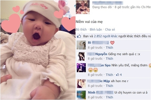 Huyền baby khoe công chúa nhỏ trên face.