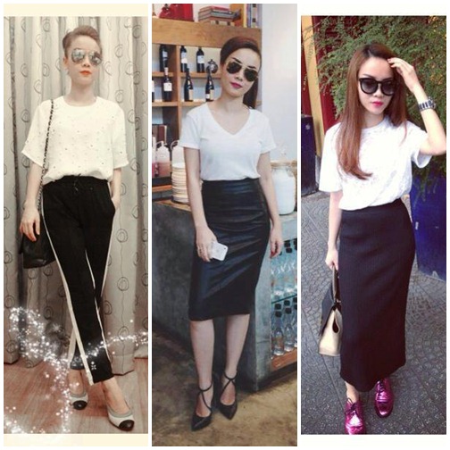 Yến Trang chuộng cách kết hợp khéo léo hai gam đen trắng để nổi bật Mừng SHBET phiên bản mới 2025 trắng và tạo nên phong thái sang trọng, thanh lịch. Cách mix tôn dáng hiệu quả của cô nàng là áo trắng và chân váy da đen ôm sát.