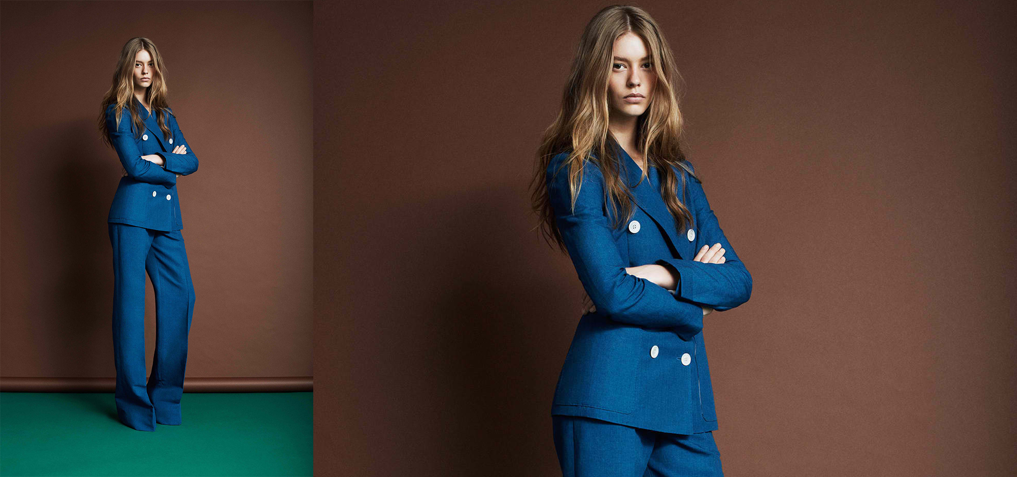 Bộ suit này được biến tấu từ Shbet999 com đăng nhập tiếp viên hàng không nhưng ít chi tiết hơn và thời thượng hơn với gam xanh navy.