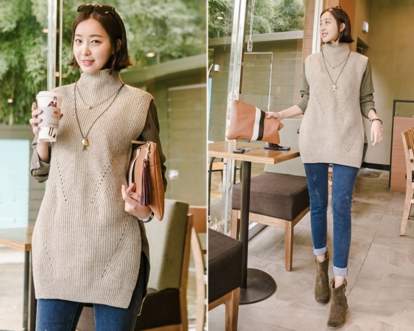 Áo len vintage kết đôi jeans hiện đại và bốt lại trở thành set đồ tiện dụng cho các cô nàng trong ngày đông.