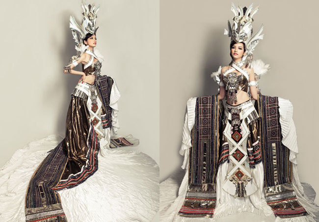 Trương Tri Trúc Diễm tại Hoa hậu Quốc tế 2011 cũng diện Shbet999 com đăng nhập dân tộc gây sốc không kém.