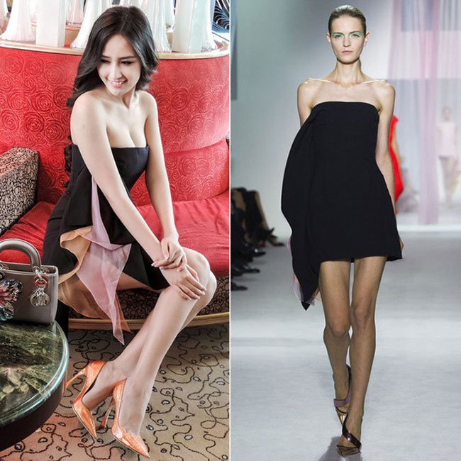 Mai Phương Thúy rất hay có vấn đề trong việc chọn đồ và mix đồ. Chiếc đầm Dior này rõ ràng không hợp với cô. Nó làm lộ vòng 1 khủng và mất đi sự tinh tế.