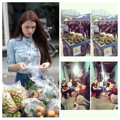 Hương Giang Idol đã làm một việc rất ý nghĩa là đi bán trái cây và trao tặng số tiền bán được cho một gai đình cụ bà khó khăn.