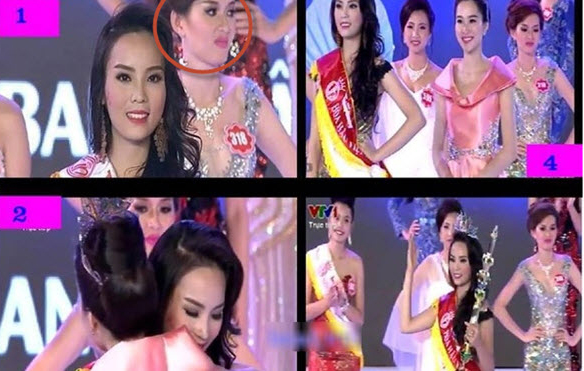 Tất cả bắt nguồn từ bức hình chụp vẻ ảnh không mấy dễ chịu của cô khi Kỳ Duyên được trao vương miện hoa hậu.