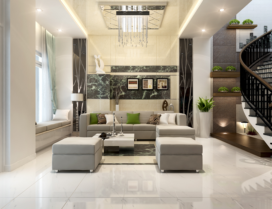 Cửa phòng khách kỵ đối diện với cửa phòng khác. Tầm nhìn từ phòng khách phải xuyên suốt, không nên bị che chắn.