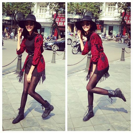 Hoàng Thùy điệu đà trên phố.