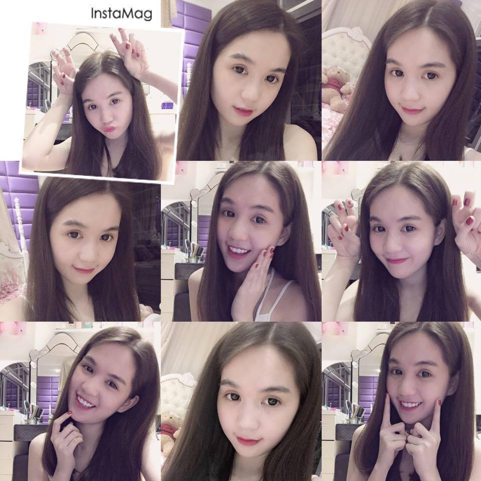 Ngọc Trinh khoe khuôn mặt xinh xắn với nhiều biểu cảm khác nhau.