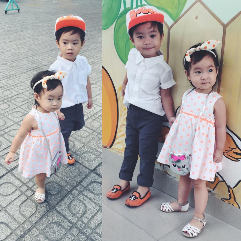 Lý Hải khoe hai con buổi sáng đi học.