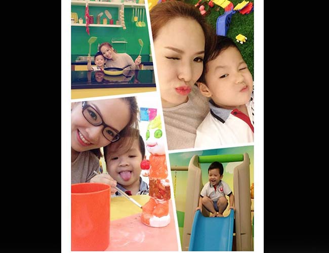 Đan Lê rất Xteen khi chụp ảnh cùng con.