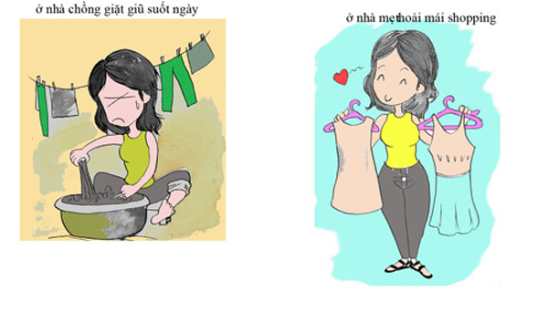 Ở nhà chồng và ở nhà mẹ đẻ.