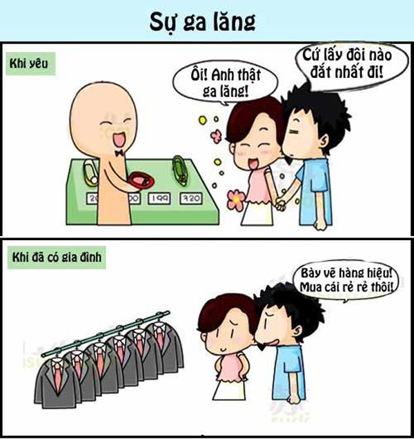 Khi chưa có chồng được người yêu tặng quà đắt tiền, còn khi đã có chồng rồi thì hoàn toàn ngược lại.