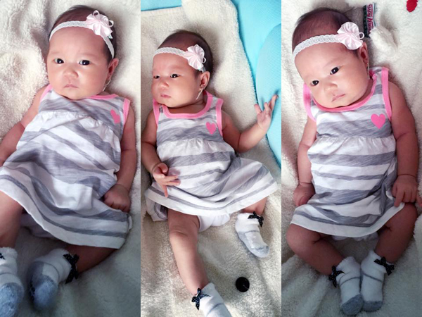 Dù mới được 3 tuần tuổi nhưng Sunny đã được mẹ bấm khuyên tai và thường xuyên mặc đồ điệu, đeo bờm chụp hình.