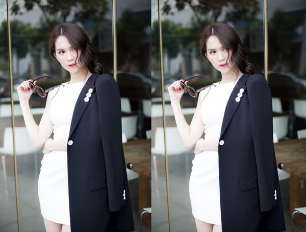 Cô thanh lịch với phong cách đẳng cấp.