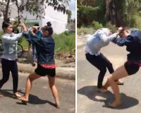 Dân mạng “tròn mắt” vì hai nữ sinh đánh nhau như giang hồ