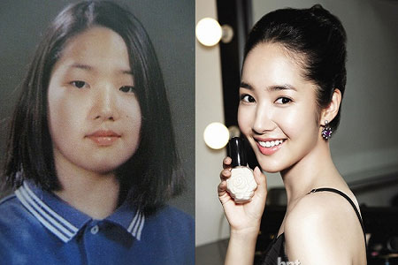 Thuở nhỏ, ngôi sao Park Min Young không mấy nổi bật với gương mặt quá khổ, đôi mắt một mí và chiếc mũi tẹt.