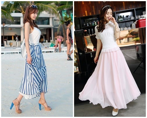 Biến tấu với chân váy maxi tung tăng ngày hè