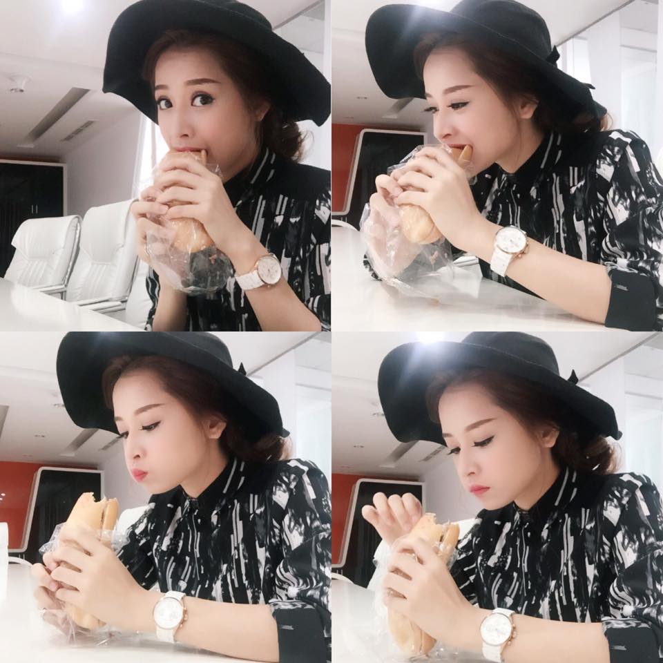 Bận rộn với công việc, hotgirl Chi Pu vội vàng ăn bữa đầu tiên trong ngày lúc 18h rồi lại đi quay hình tiếp. Cô đúng là 'Siêu nhân' chính gốc.