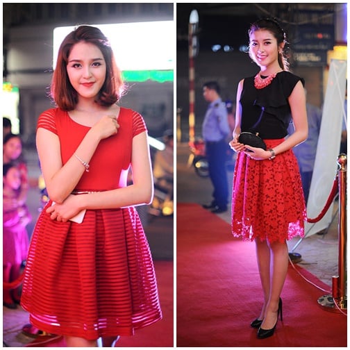 Hoàng Anh, Huyền My ton-sur-ton đỏ thanh lịch