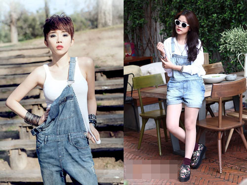 Ngắm sao Việt mix đồ trẻ trung với quần yếm bò