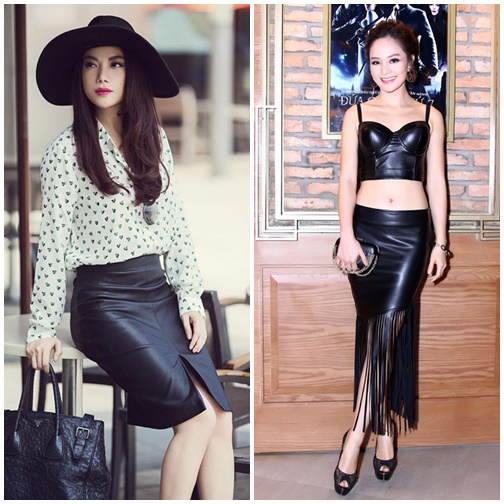 Mặc chân váy da đẹp như sao Việt