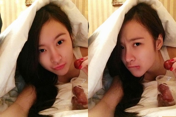 Angela Phương Trinh hí hửng khoe mặt mộc với nước da trắng hồng, căng mịn.