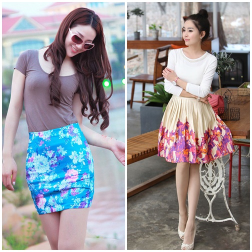 Thanh lịch cùng chân váy hoa dịu dàng trong ngày hè oi bức