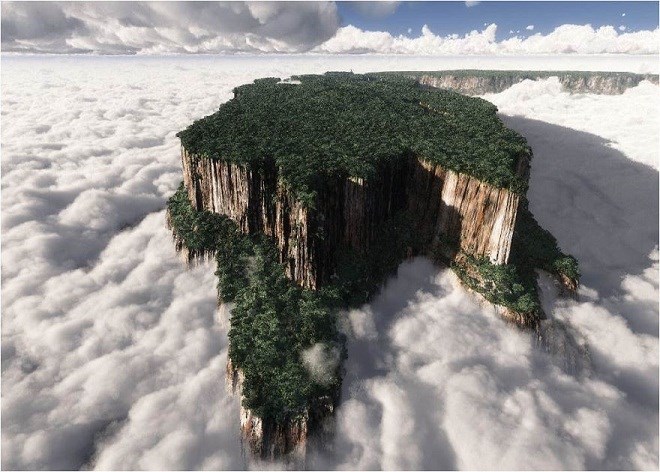 Núi Roraima, Venezuela: Trong những ngày thời tiết nhiều mây, đỉnh núi như một thiên đường thực sự với mây trắng vây quanh 4 phía là điểm hấp dẫn nhất của nơi đây.