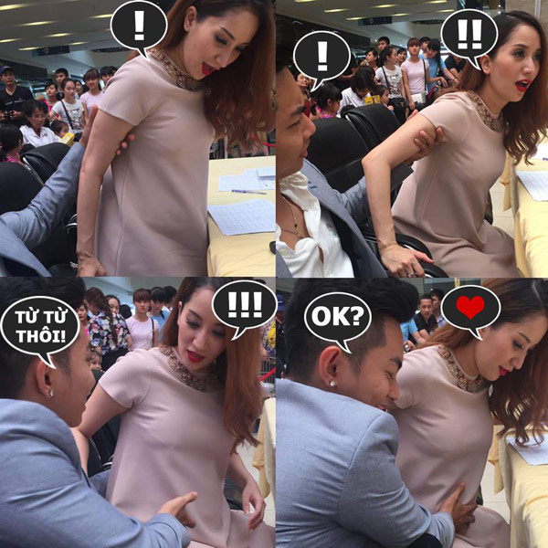 Phan Hiển nhận được nhiều bình luận tích cực về hành động nhẹ nhàng đỡ Khánh Thi ngồi xuống và sờ bụng cô một cách hạnh phúc.