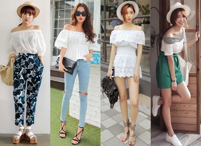 Bí quyết phối đồ đẹp với áo trễ vai