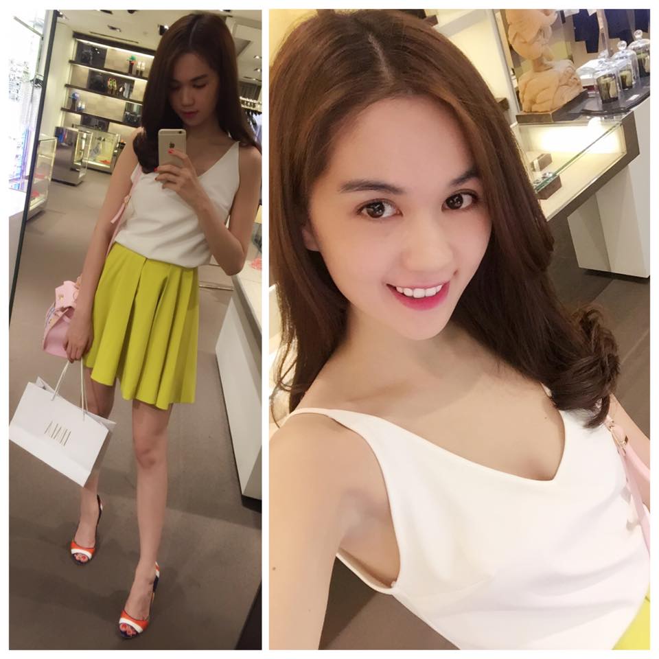 Ngọc Trinh đi mua sắm cuối tuần.