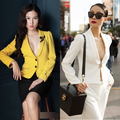 Sao Việt thích thú khoe vòng 1 với áo vest