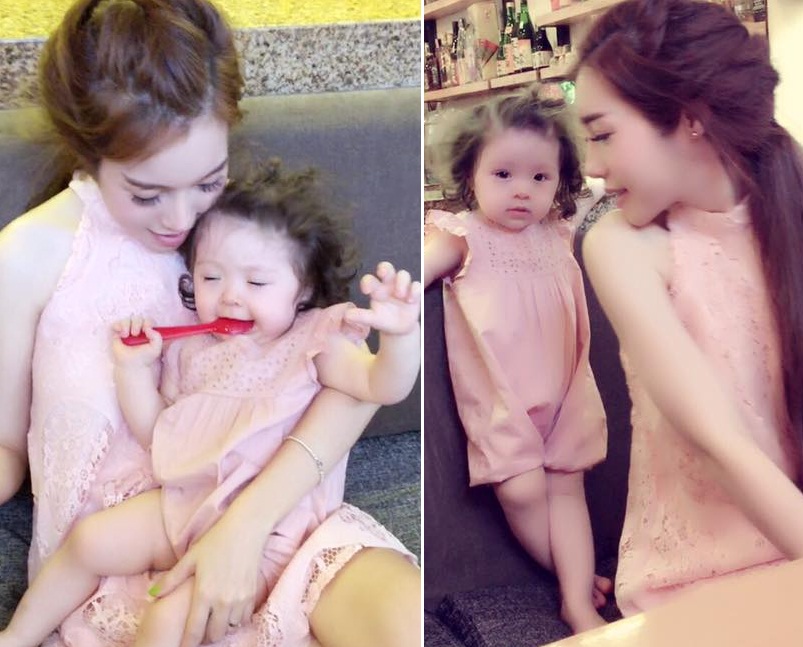 Elly Trần và con gái 
