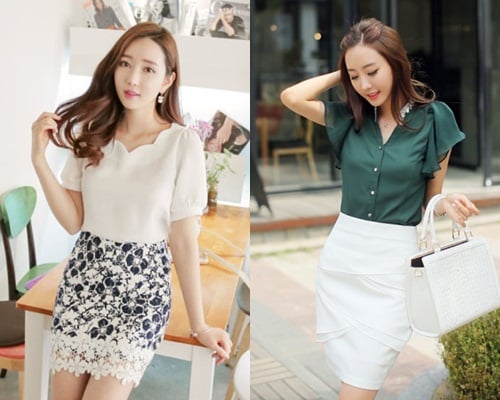 Chân váy bút chì phong cách Hàn trẻ trung cho bạn gái công sở