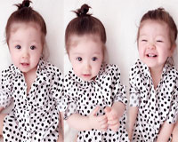 Con gái Elly Trần diện áo sơ mi chấm bi cực phong cách