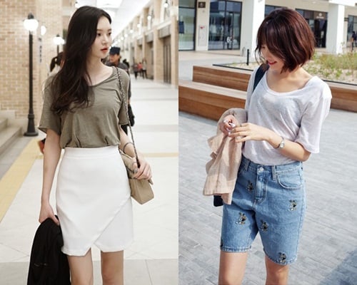 Áo phông trơn màu - 'Bảo bối' kết hợp đồ mùa nóng dễ không tưởng