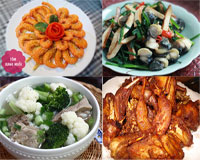 Bữa trưa với ốc xào đậu phụ, tôm rang muối khiến cả nhà đắm đuối