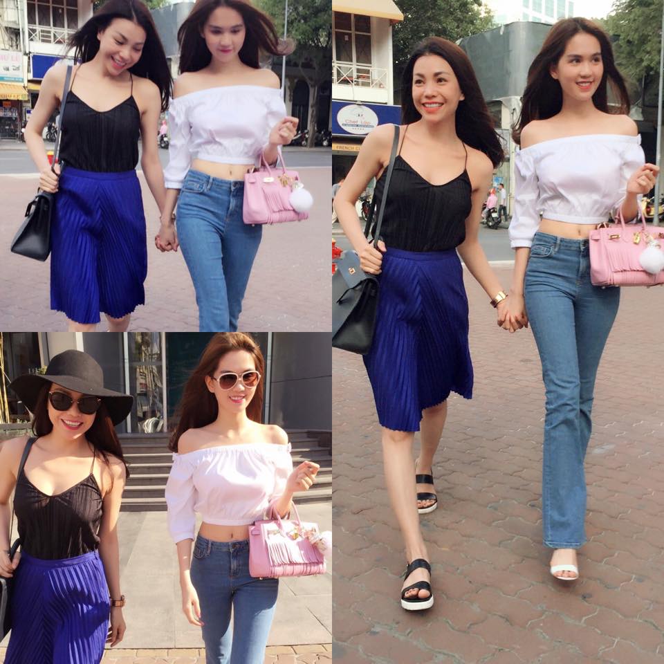 Ngọc Trinh và Trà Ngọc Hà thân thiết đi dạo phố.