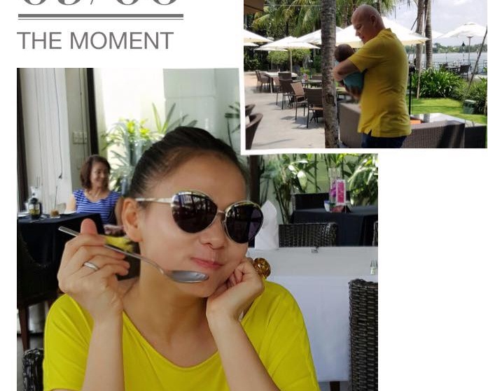 Thu Minh mải ăn, chồng Tây chăm con chuyên nghiệp
